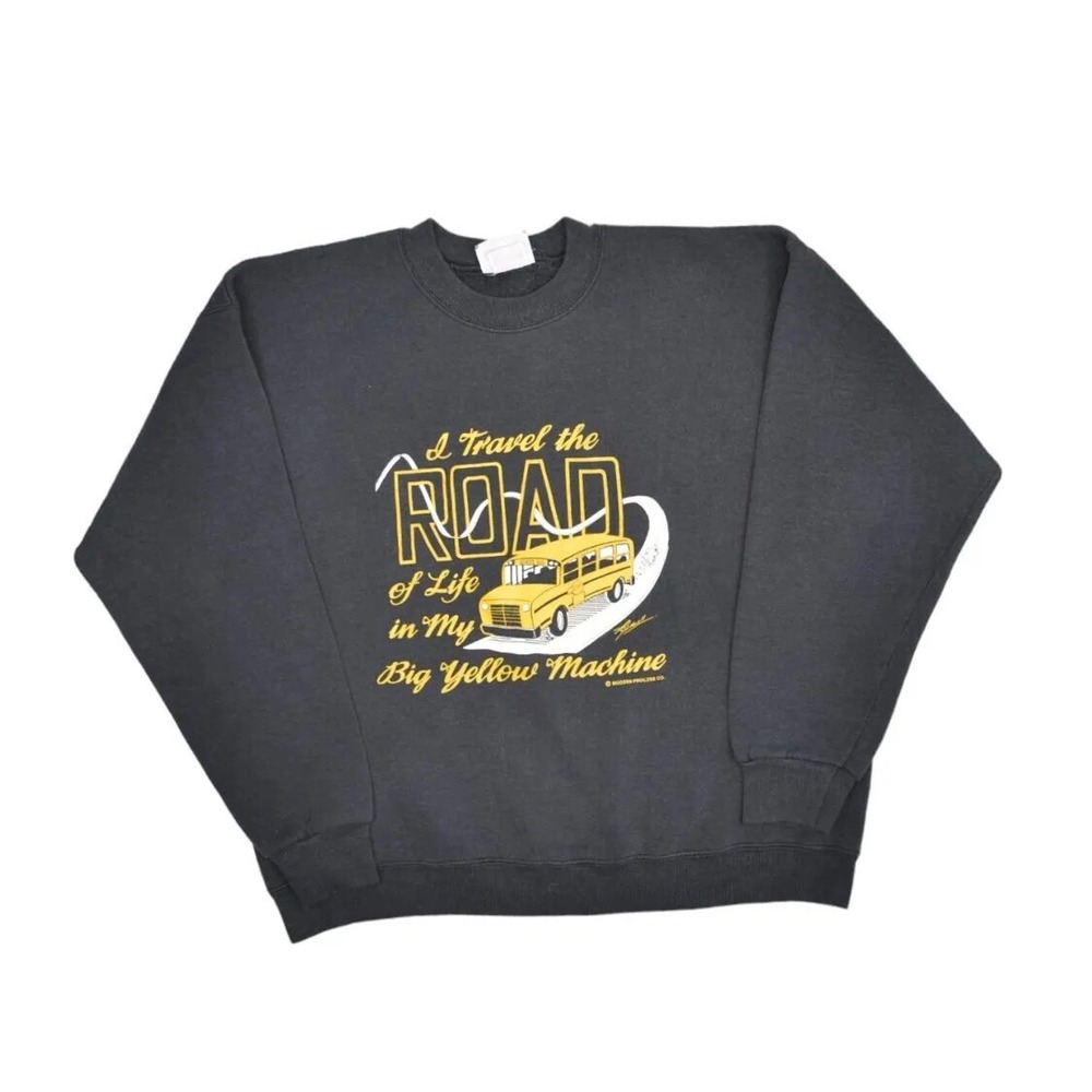 Vintage Bus Driver Sweatshirt Mens L Lee Heavyweight Made in USA Faded Crewneck